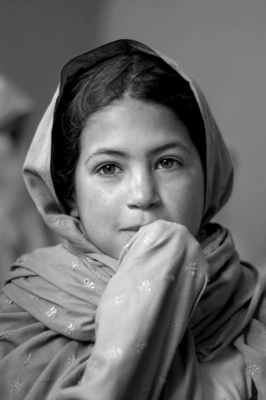 Afghan girl at school