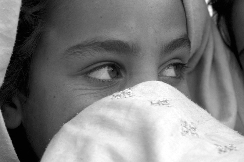 Afghan girl at school