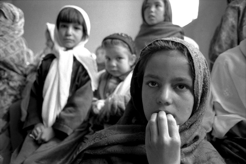 Afghan girl at school