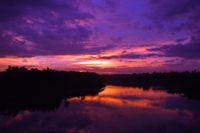 sunset over the oilf fields