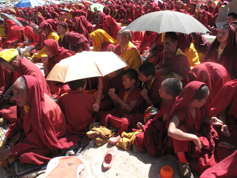 Tibetan Monks during the Dalai Lama teachings