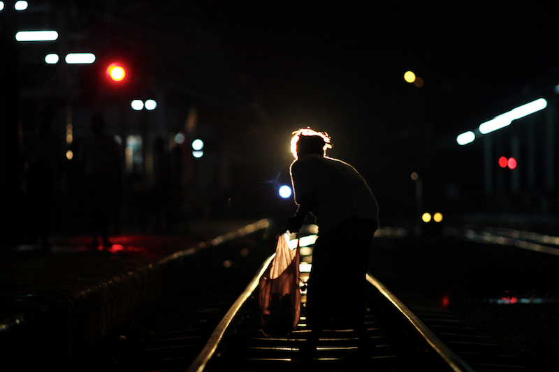 Train station at night - Yangon (Burma)