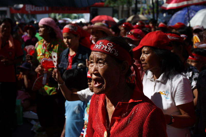 Red shirt protesters at Ratchaprasong Intersection