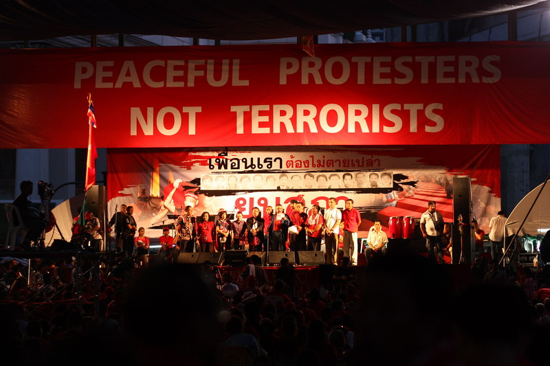 The main red shirt stage at Ratchaprasong intersection