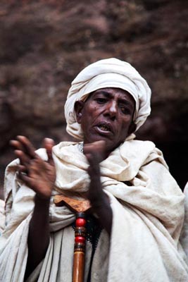 Woman singing during Genna, Lalibela, Ethiopia