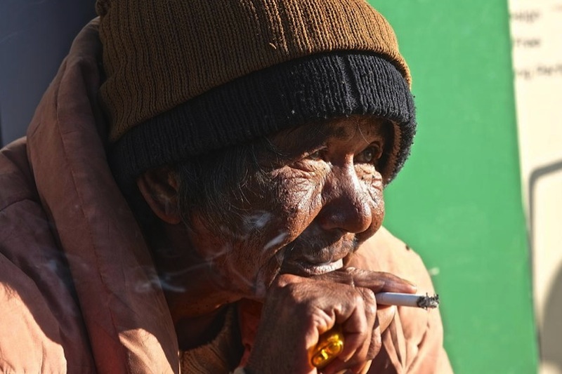 Old man smoking