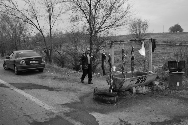 Roadside fishmonger stall outside of Yerevan