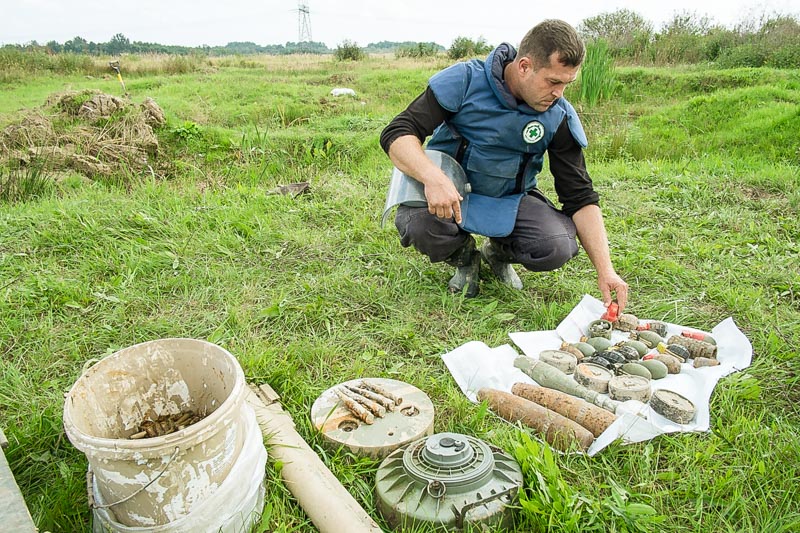 Landmines and unexploded ordinance from the Bosnian War await controlled destruction