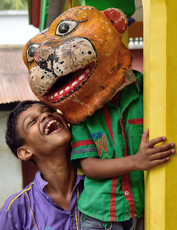 kids with tiger mask