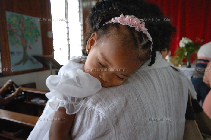 Baptise Ceremony in one village's Roman Catholic Church : Suriname