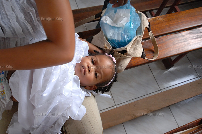 Baptise Ceremony in one village's Roman Catholic Church : Suriname