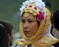 Young Gorani woman in traditional costumes.