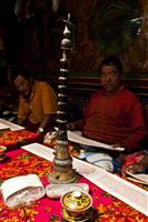 Locals pray in a ceremony inside their house in Upper Mustang