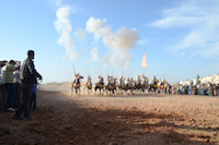 Fantasia Seffrou Morocco - Gunpowder smoke and muzzle blasts as the sorba