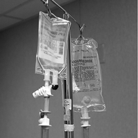 The IV bags have a saline solution for cooling.
